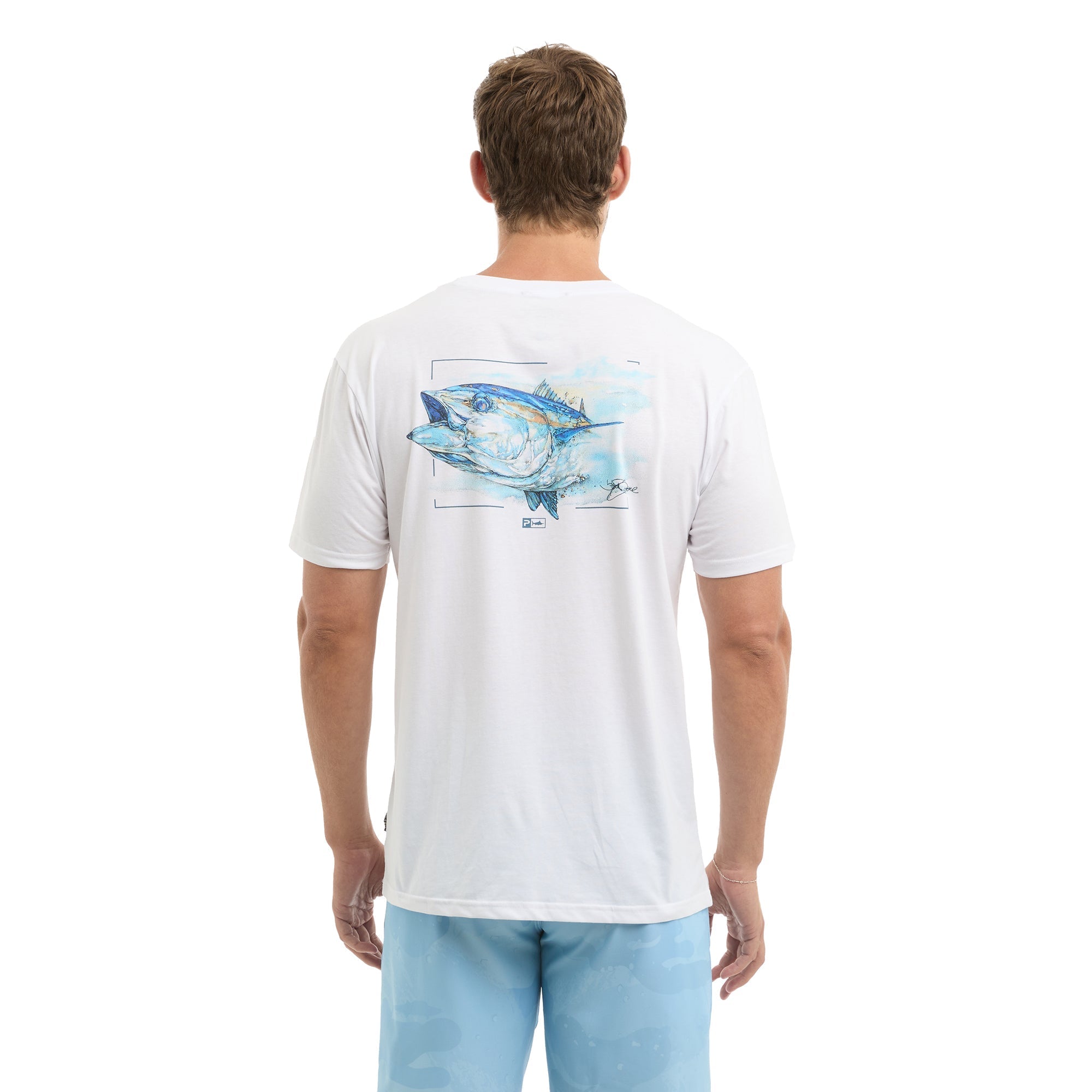 Pelagic Goione Tuna premium tee, white – lifestyle