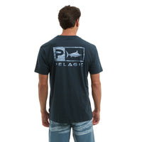 Pelagic Wahoo Icon premium tee, dark navy – lifestyle