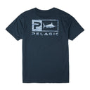 Pelagic Wahoo Icon premium tee, dark navy – front