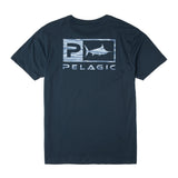 Pelagic Wahoo Icon premium tee, dark navy – front