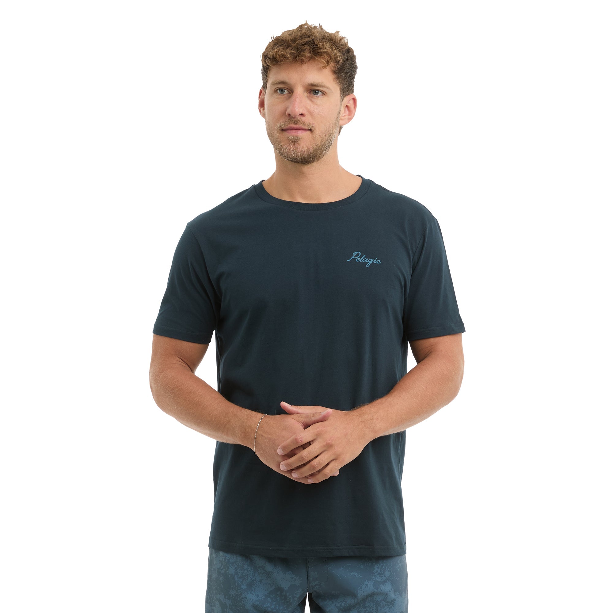 Prem Tee - Line In - Dark Navy — back view