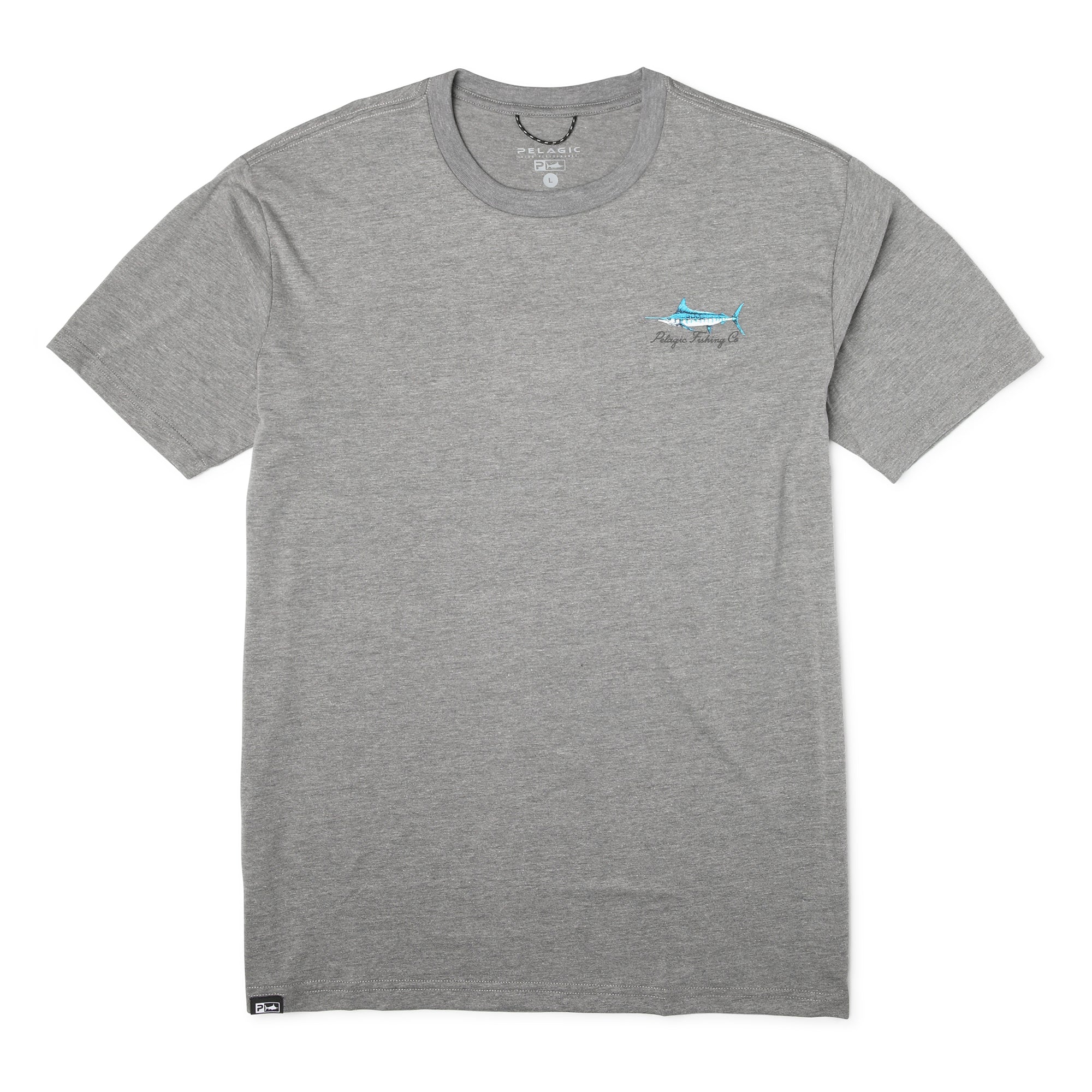 Pelagic Goione Marlin premium triblend tee, heather grey – back