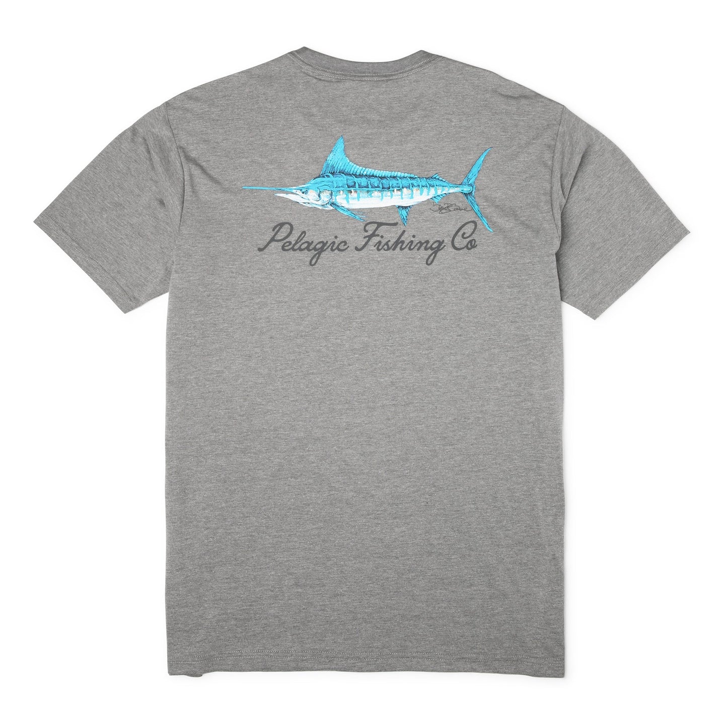 Pelagic Goione Marlin premium triblend tee, heather grey – front