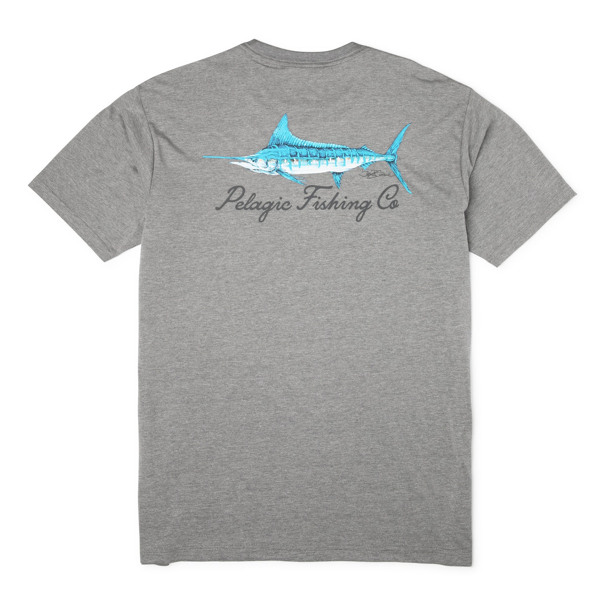 Pelagic Goione Marlin premium triblend tee, heather grey – front