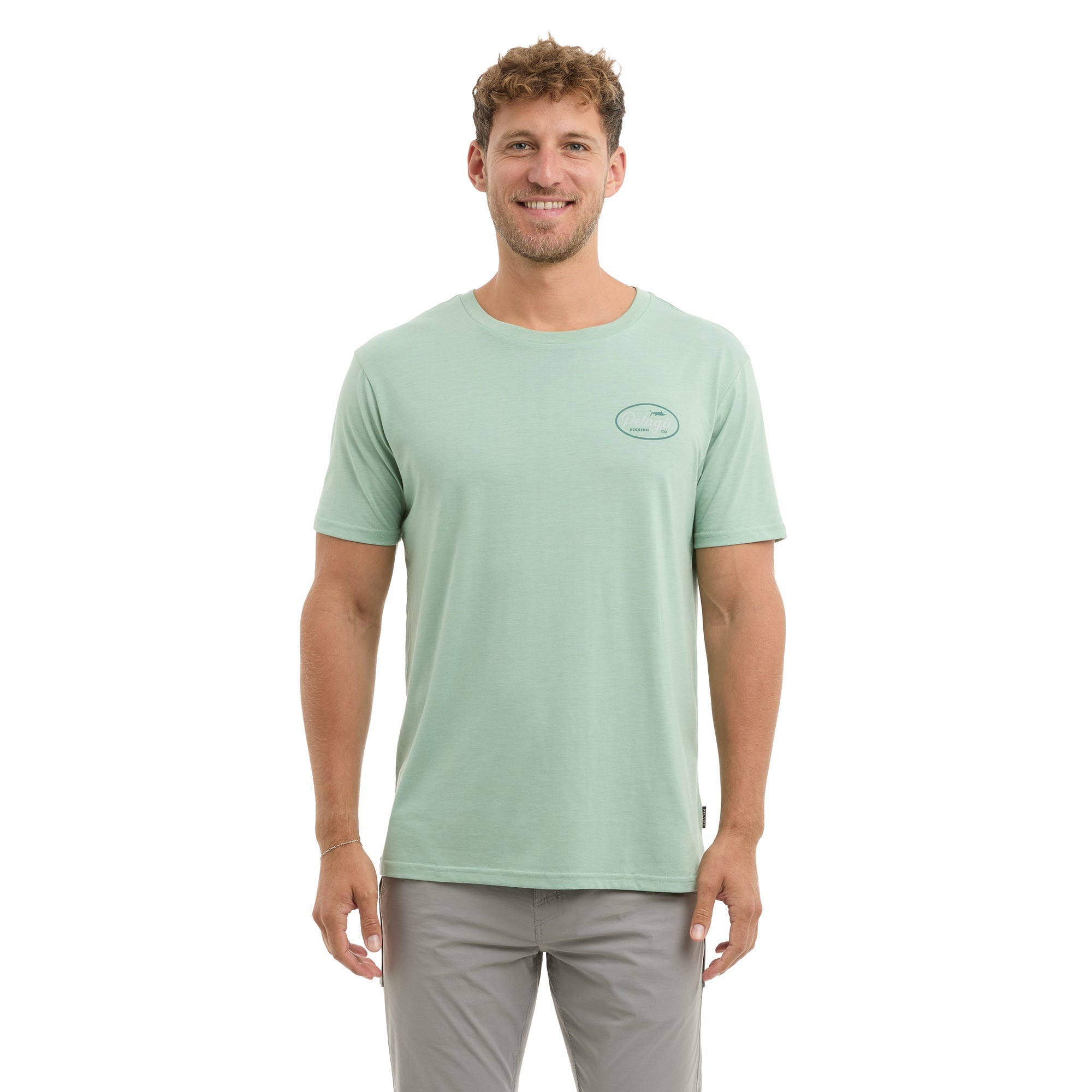 Prem Triblend - Circled - Heather Sage — back view